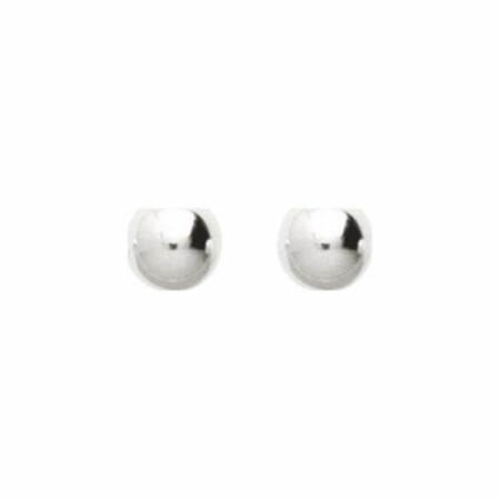 Puces d'oreilles boules en argent rhodié, 6mm