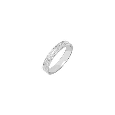 Alliance diamantée grain illusion en or blanc