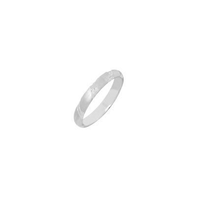 Alliance lapidée satinée en or blanc