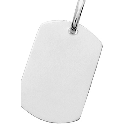 Pendentif à graver plaque tonneau en argent rhodié