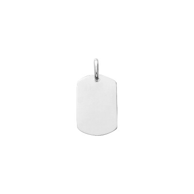 Pendentif à graver plaque tonneau en argent rhodié