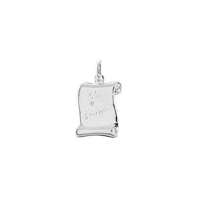 Pendentif à message parchemin en argent rhodié