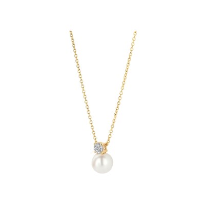 Collier Blush en or jaune, zircon et perle