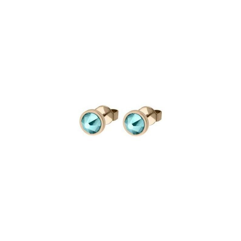 Boucles d'oreilles QUDO Canino en métal doré et pierre de couleur light turquoise