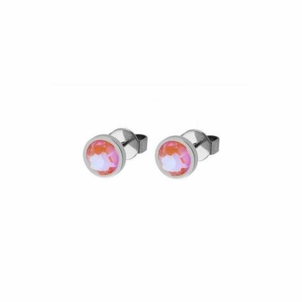 Boucles d'oreilles clou QUDO Canino en acier et pierre de couleur orange glow delite