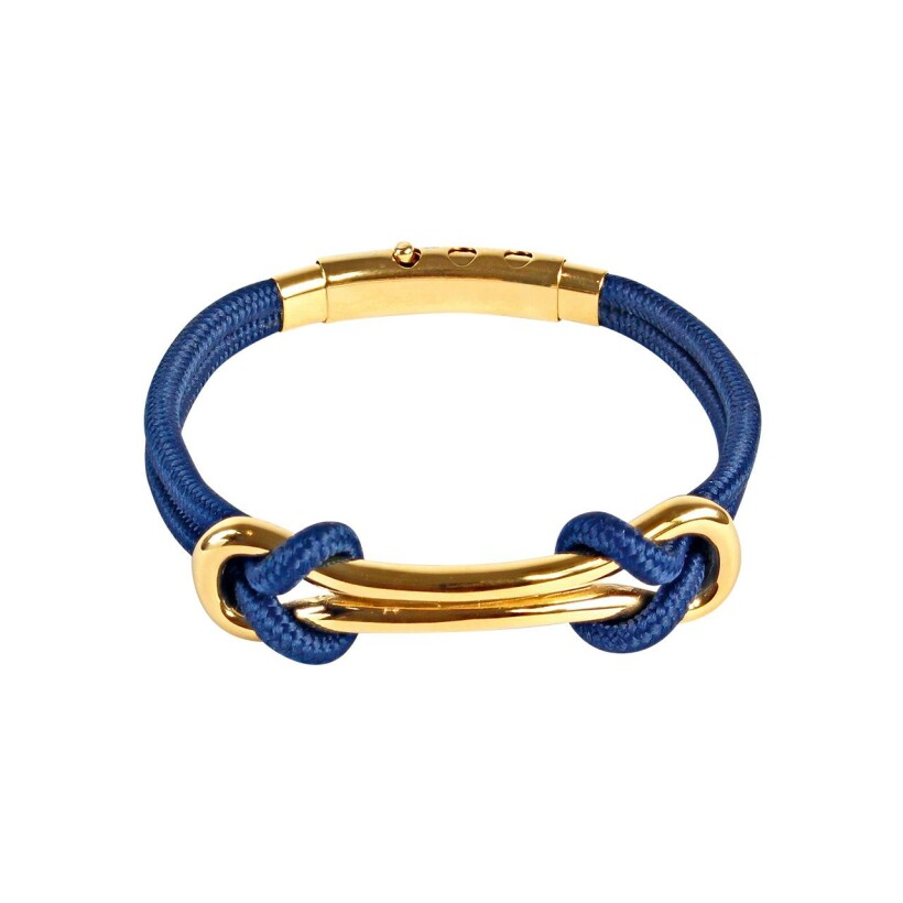 Bracelet en acier doré et cordon nylon bleu