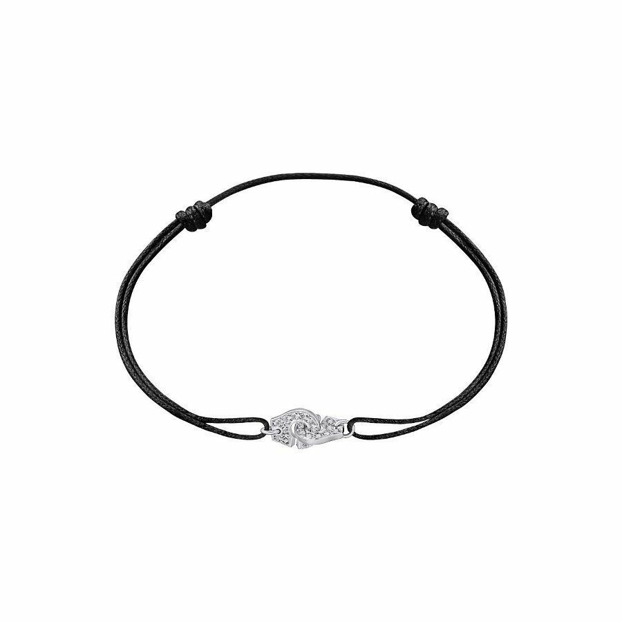 Bracelet sur cordon Menottes dinh van R8 en or blanc et diamants