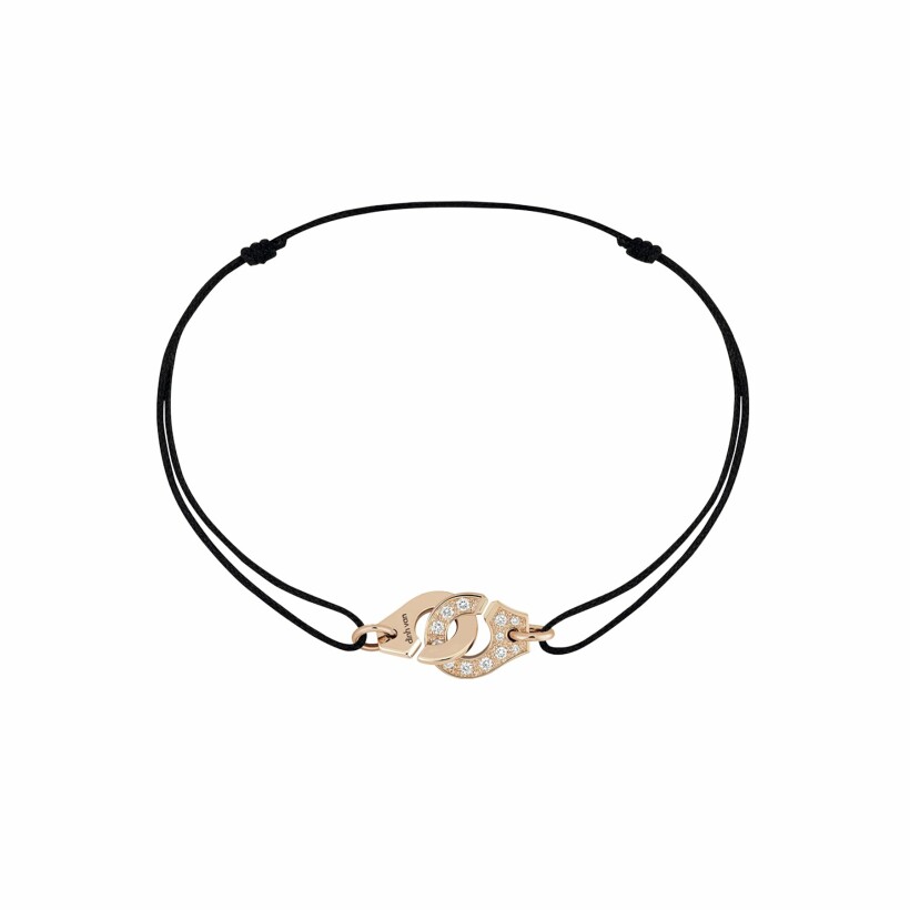 Bracelet sur cordon Menottes dinh van R8 en or rose et diamants