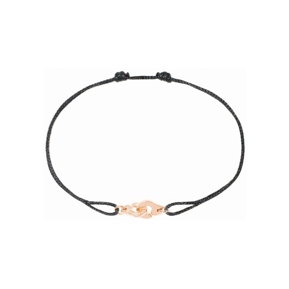 Bracelet sur cordon Menottes dinh van R6.5 en or rose et diamants