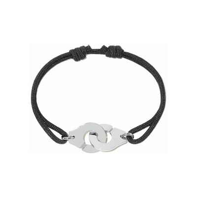 Bracelet sur cordon dinh van Menottes en platine et textile, grand modèle