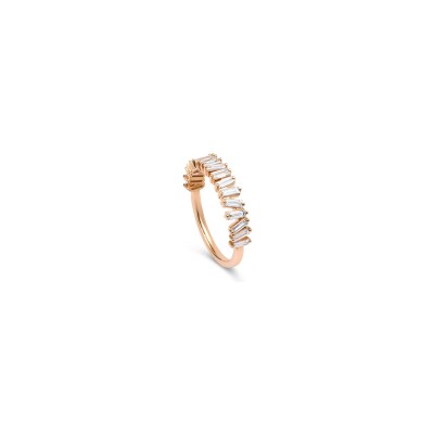 Bague Los Angeles en or rose et diamants taille baguette