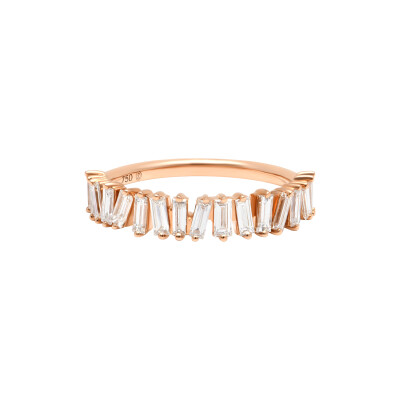 Bague Los Angeles en or rose et diamants taille baguette