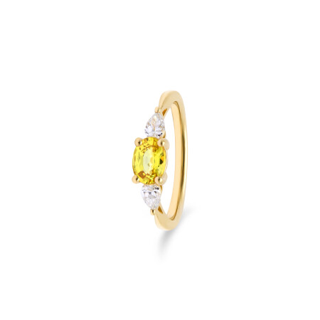 Bague Mademoiselle en or jaune, saphir jaune et diamants