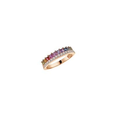 Veron Roques 1/2 round wedding ring, rose gold, sapphires and diamonds, size 54