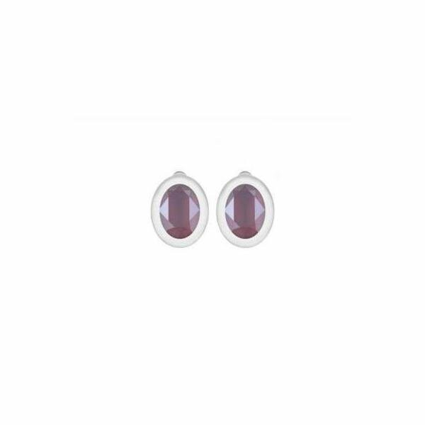 Boucles d'oreilles clips QUDO Tivola en acier et pierre de couleur dark red