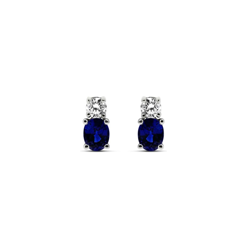 Boucles d'oreilles Vaneste en or blanc, saphir et diamants