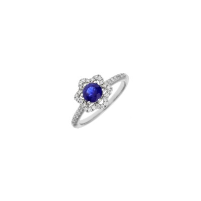 Veron Roques ring, white gold, sapphire and diamonds, size 53
