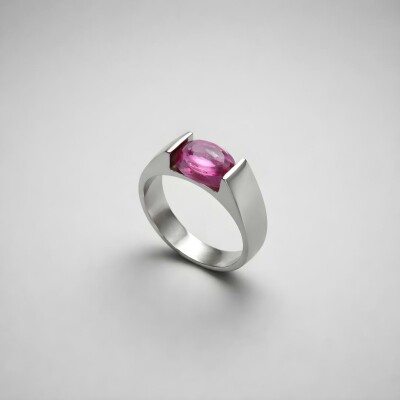 Bague en or blanc et saphir rose de 0.870ct