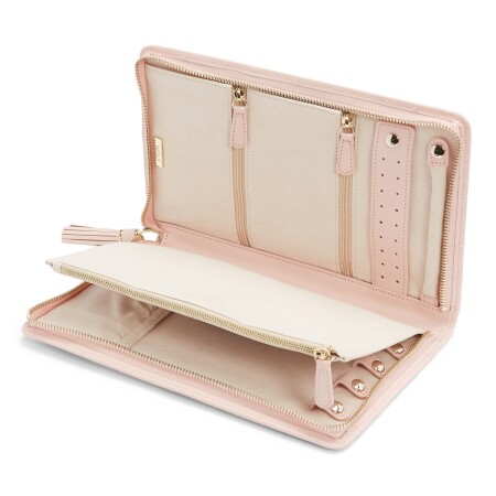 Portfolio pour bijoux Wolf 1834 Caroline en cuir quartz rose