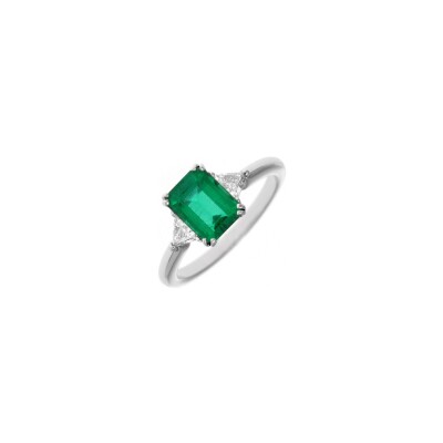 Veron Roques ring, white gold, emerald and diamonds, size 53