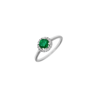 Veron Roques ring, white gold, emerald and diamonds, size 53
