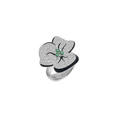Veron Roques Fiore ring, white gold, tsavorite and diamonds, size 53
