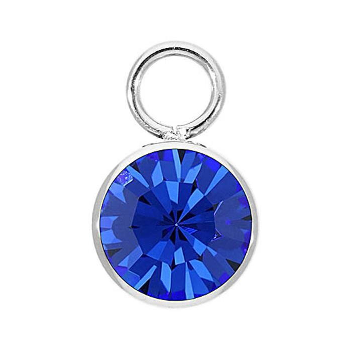 Charm QUDO Bottone en acier et pierre de couleur sapphire