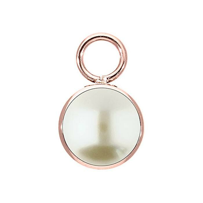 Charm QUDO Bottone en métal doré rose et pierre de couleur cream pearl