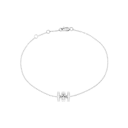 Bracelet sur chaîne dinh van Pulse pavé 3 rangs  en or blanc et diamants