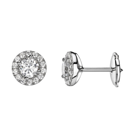 Puces d'oreilles en or blanc palladié et diamant  de 0.30ct