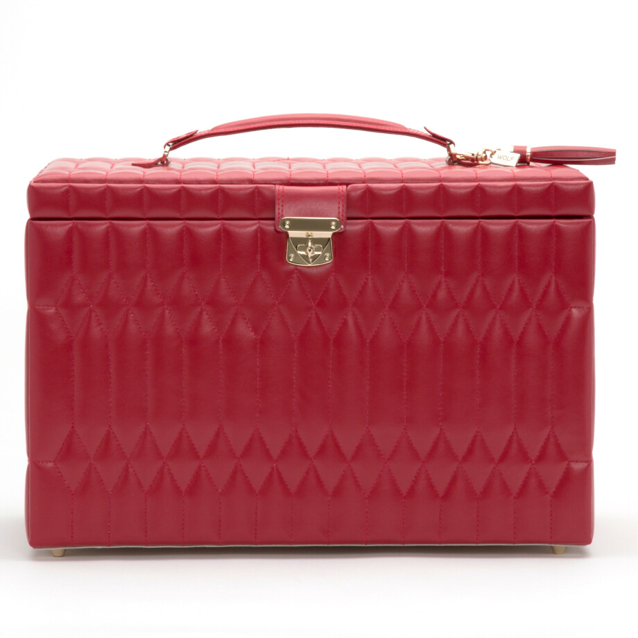 Wolf 1834 Caroline Extra Large Jewelry Case, red leather