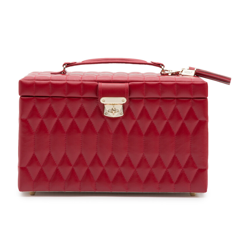 Wolf 1834 Caroline Large Jewelry Case, red leather