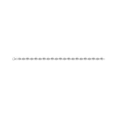 Bracelet chaîne maille grain de café en argent rhodié, taille 18cm