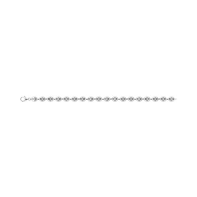 Bracelet chaîne maille grain de café en argent rhodié, taille 18cm