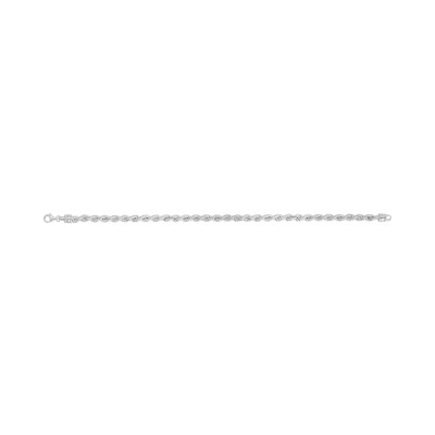 Bracelet chaîne maille corde en argent rhodié
