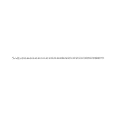 Collier chaîne maille corde en argent rhodié