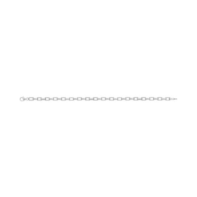 Bracelet chaîne maille forçat rectangle en argent rhodié