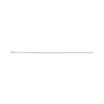 Chaîne maille forçat rectangle en argent rhodié, taille 50cm