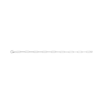 Bracelet chaîne maille forçat rectangle en argent rhodié