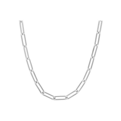 Chaîne maille forçat rectangle en argent rhodié