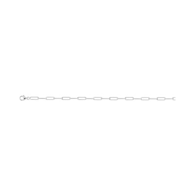 Chaîne maille forçat rectangle en argent rhodié