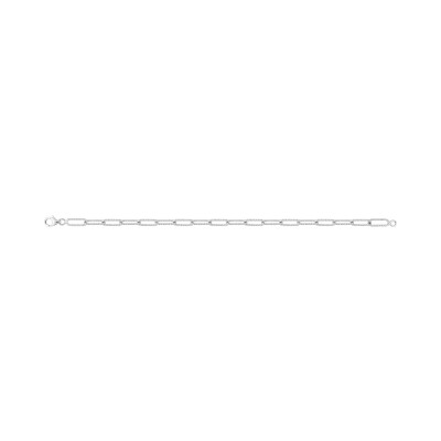 Bracelet chaîne maille forçat allongée en argent rhodié
