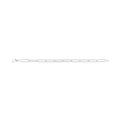 Bracelet chaîne maille forçat rectangle en argent rhodié