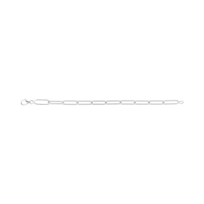 Chaîne maille forçat rectangle en argent rhodié, taille 50cm