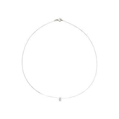 Collier en argent rhodié et oxyde de zirconium, taille 42cm