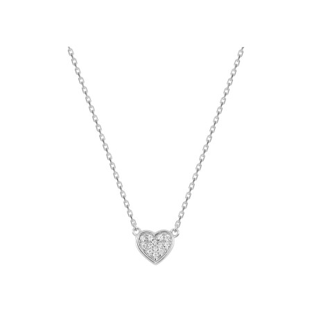 Collier coeur en argent et oxydes de zirconium