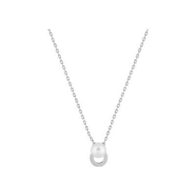 Collier en argent rhodié et perle de culture