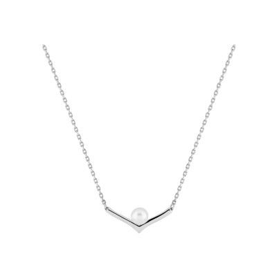 Collier en argent rhodié et perle de culture