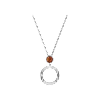 Collier en argent rhodié et ambre