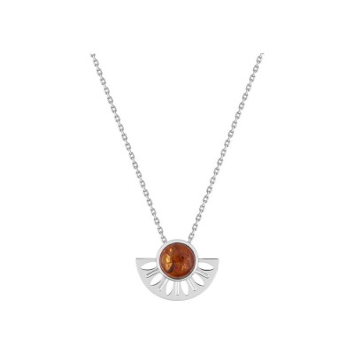 Collier en argent rhodié et ambre
